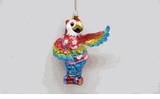 December Diamonds Painted glass parrot in Swimsuit on perch holiday ornament