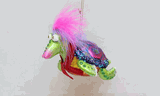 December Diamonds Painted glass turtle with feather holiday ornament