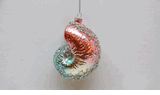 December Diamonds Pink & Turquoise glass seashell holiday ornament