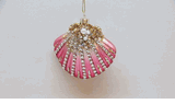 December Diamonds Pink seashell glass holiday ornament shell