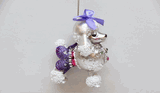 December Diamonds White encrusted  glass poodle holiday ornament