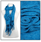 blue fringe bohemian flower scarf 72"