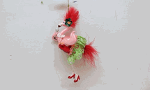 December Diamonds Feather Tailed Flamingo glass holiday ornament