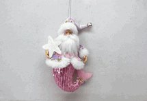 December Diamonds Pink & lavender Santa Merman holiday ornament
