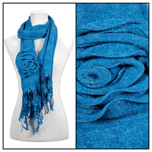 blue fringe bohemian flower scarf 72"