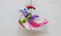 December Diamonds pink and purple hammer head shark holiday ornament