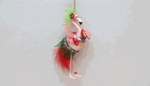 December Diamonds glass flamingp with green feather holiday ornament