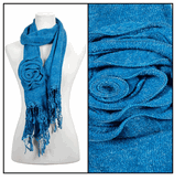 blue fringe bohemian flower scarf 72"