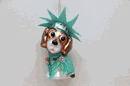December Diamonds Statue of Liberty Beagle dog painted glass holiday ornament