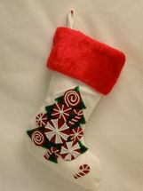 Christmas stocking peppermint Christmas tree white with red cuff 19" by Seasons Designs