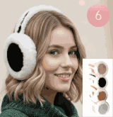 Winter faux suede & fur foldable earmuffs blk beige pink gray