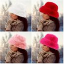 Winter hat Faux fur Russian plush bucket hat white, red, or pink