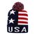 Winter hat Patriotic beanie red blue white USA 2 versions pom Pom