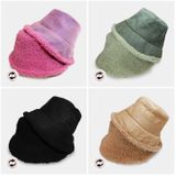 Winter hat reversible faux fur Sherpa bucket hat black camel green purple
