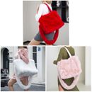 Winter large bag faux fur red white pink tote bag 