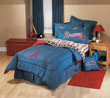 "ATLANTA BRAVES"  Denim Comforter<br>& Sheet Set Combo