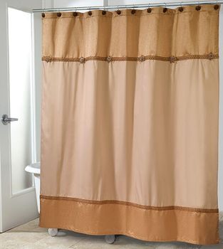 Avanti Braided Medallion Shower Curtain-Gold