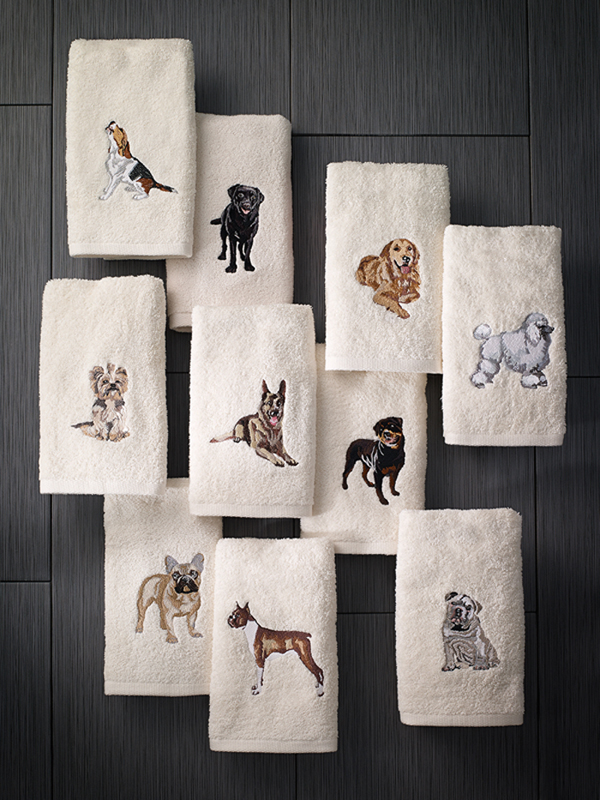 hand towels with dogs on them