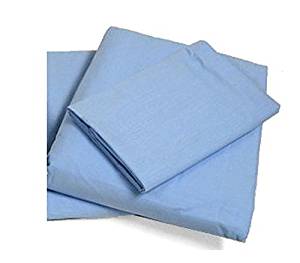 Cot Sheet Set with 2 Pillowcases-Cotton Rich T-200-White or Blue