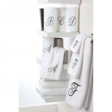 Premier Whilte/Silver Single Monogram Towels