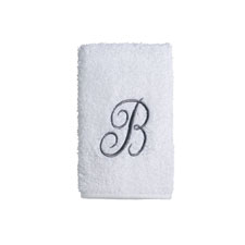 Premier Whilte/Silver Single Monogram Towels