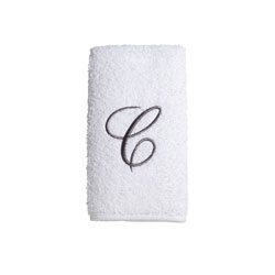 Premier Whilte/Silver Single Monogram Towels
