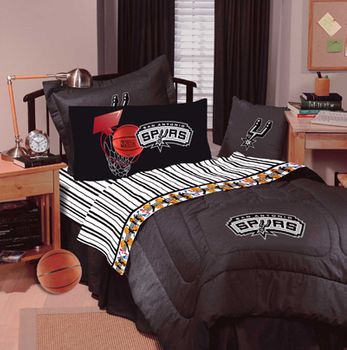 SAN ANTONIO SPURS Solid Black Denim Full Bedskirt