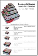 HOLIDAY GEOMETRIC PRINTED SQUARE TIN CASE /HOLDER, SIZE M , TSQ7700106, 36 PCS/CASE