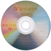 10 X 10-Pak VERBATIM 2.4X Logo-top 8.5GB DOUBLE LAYER DL DVD+R's #95166