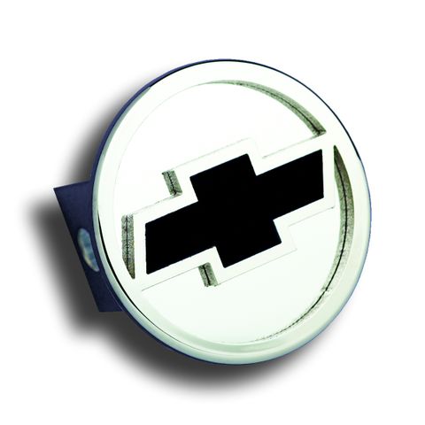 Chevrolet Logo Hitch Cover Plug - 2" Receiver With Allen Bolts - Powder Coated Black
