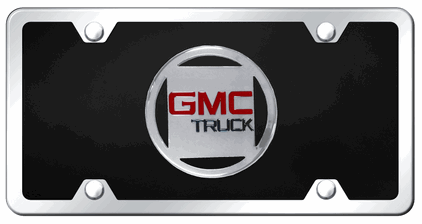 GMC Logo Black License Plate - Vanity Tag - With Chrome Frame GMC Logo Black License Plate - Vanity Tag - With Chrome Frame