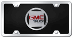 GMC Logo Black License Plate - Vanity Tag - With Chrome Frame