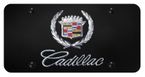 Cadillac Chrome Logo and Name on Black Plate - Old Logo