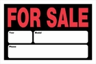 FOR SALE SIGN 8 X 12 PLASTIC FOR SALE SIGN 8 X 12 PLASTIC