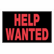 849894 - HELP WANTED SIGN - 8 X 12 RED/BLACK PLASTIC