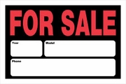 FOR SALE SIGN 8 X 12 PLASTIC