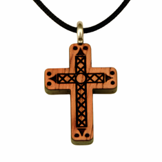 African Bubinga Wood - Small Cross Pendent - 72C