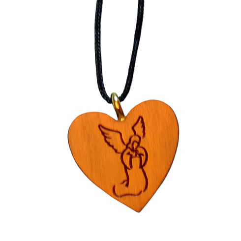 Angel Heart Wooden Pendent Neckalce - Style 24B