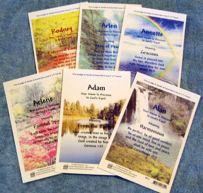 Bible Name Meaning Parchments 6 Styles Available