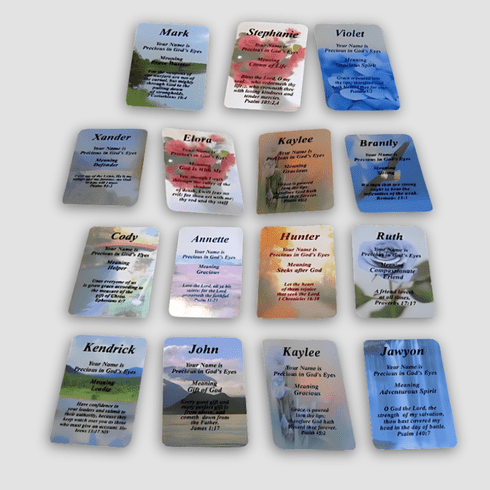 Bible Pocket First Name Cards - Biblical Meaning of Names