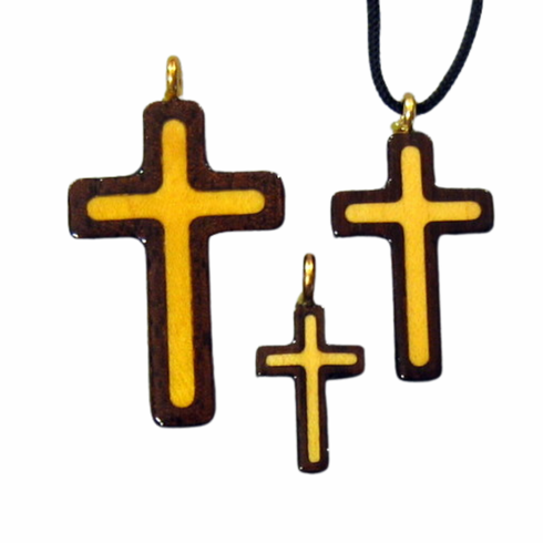 Black Walnut & Maple Cross Pendants