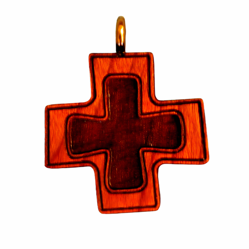 Cherry Wood Cross On Cross Pendent-40A