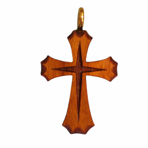Cherry Wood Ornate Pendent-33A
