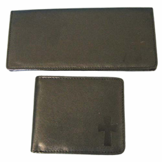 Christian Mens Billfold With Cross - Leather Look & Feel
