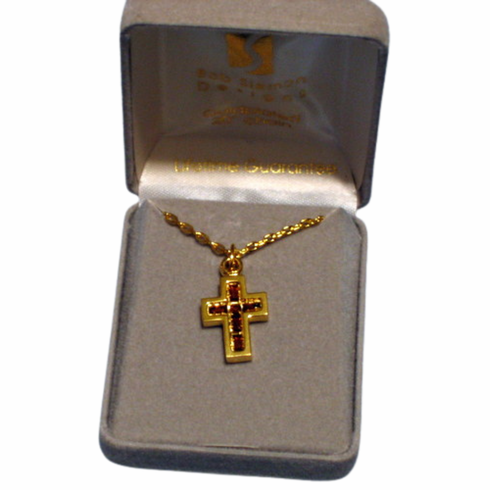 Cross With Topaz Inset Necklace