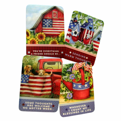 Friendship-All American-12 Diecut Geeeting Cards
