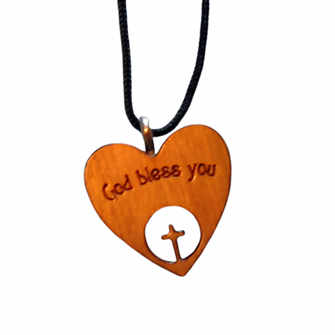 God Bless You Heart Cross Pendent-62B