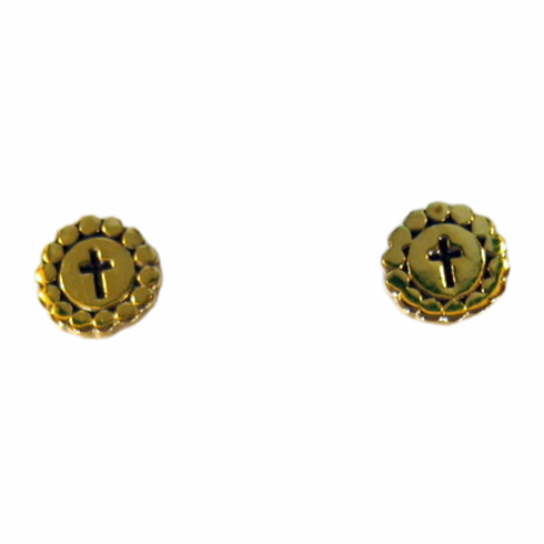 Goldplated Round Cross Earrings