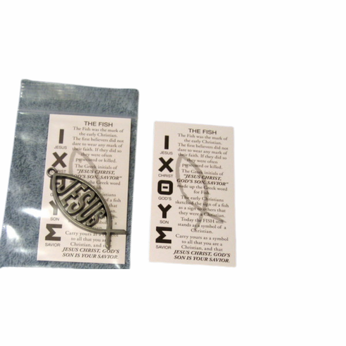 Jesus Fish In Pocket-Pewter-Pack of 5