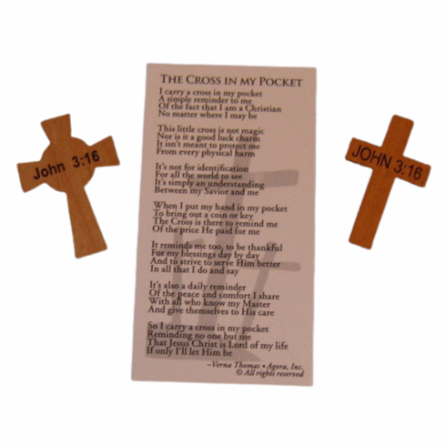 John 3:16 Wood Pocket Crosses-Pack Of 5